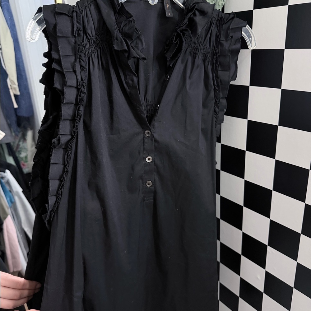 Bcbgmaxazria Black Ruffled Button-Down Dress - image 1